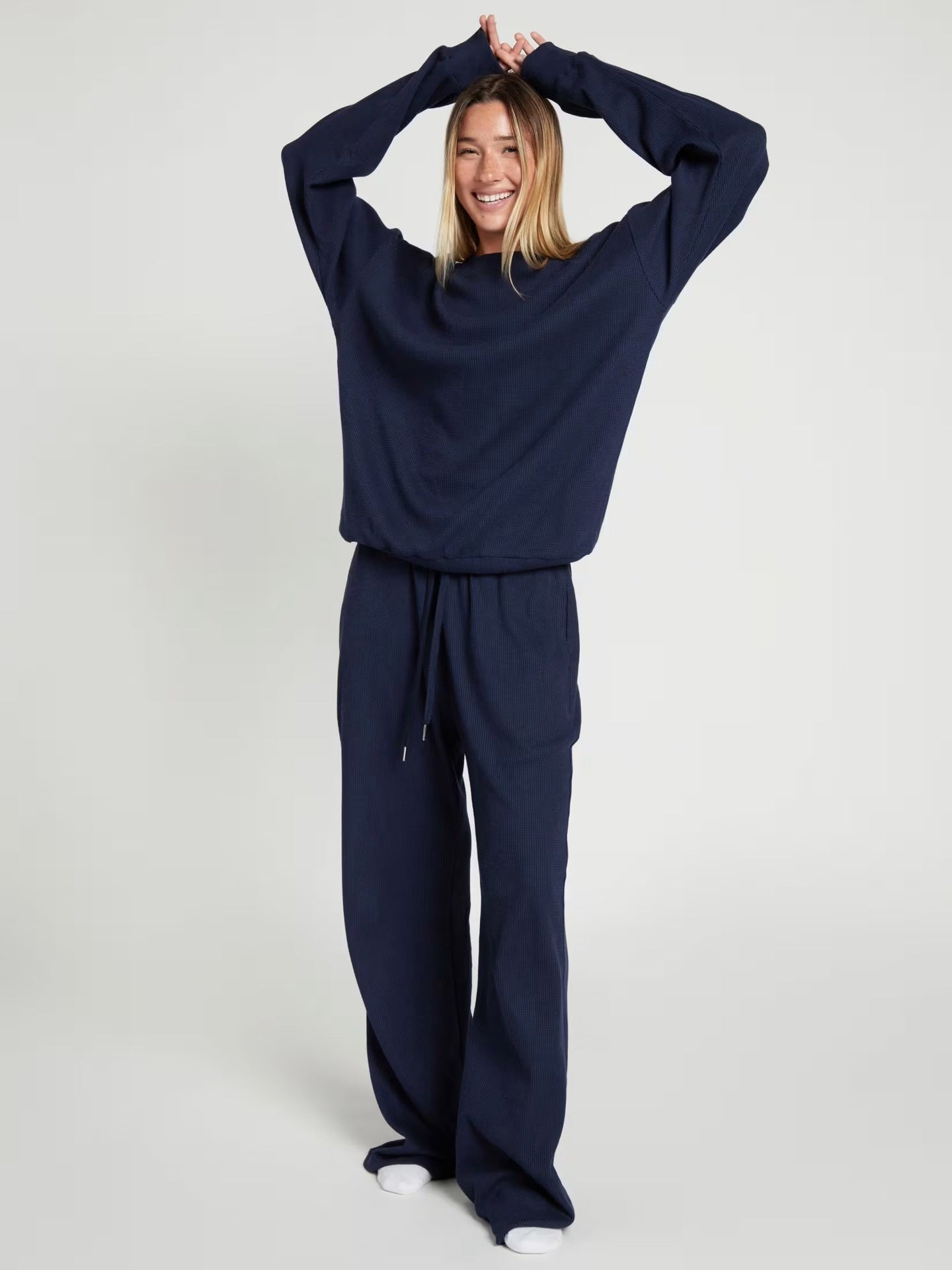 Damen Freizeit-Set Waffelstruktur Bequem Eveloria