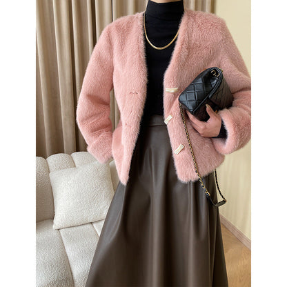 Damen Strickjacke Kuschelig mit Knöpfen Elegant Grau