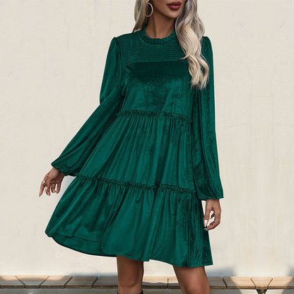 Damen Midikleid Voluminöse Rüschen Eleganter Bund Eveloria