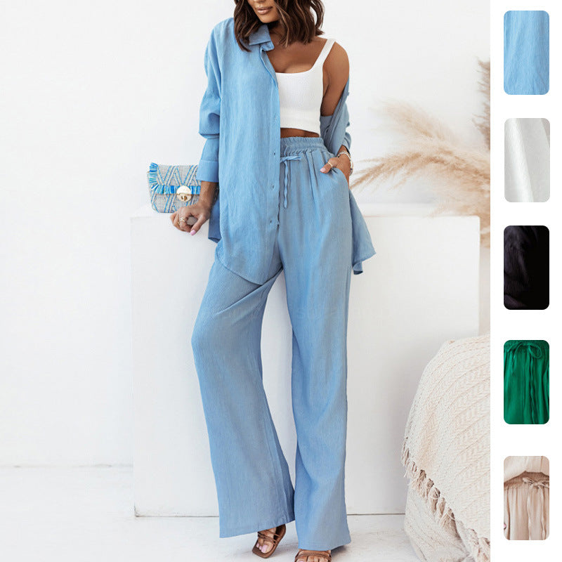 Damen Zweiteiliger Set Weiches Hemd Bequeme Hose Eveloria - Eveloria