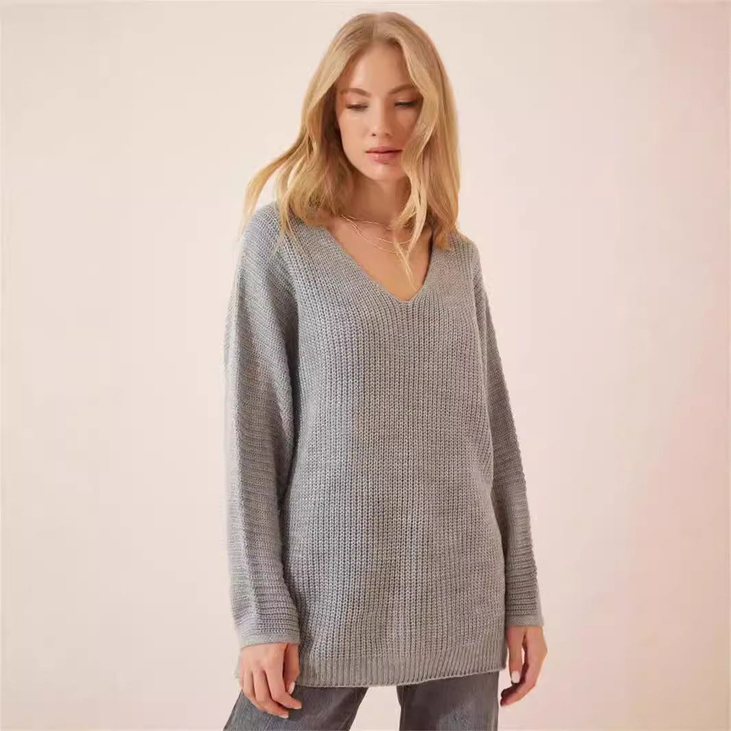Damen Strickpullover V-Ausschnitt Modern Eveloria