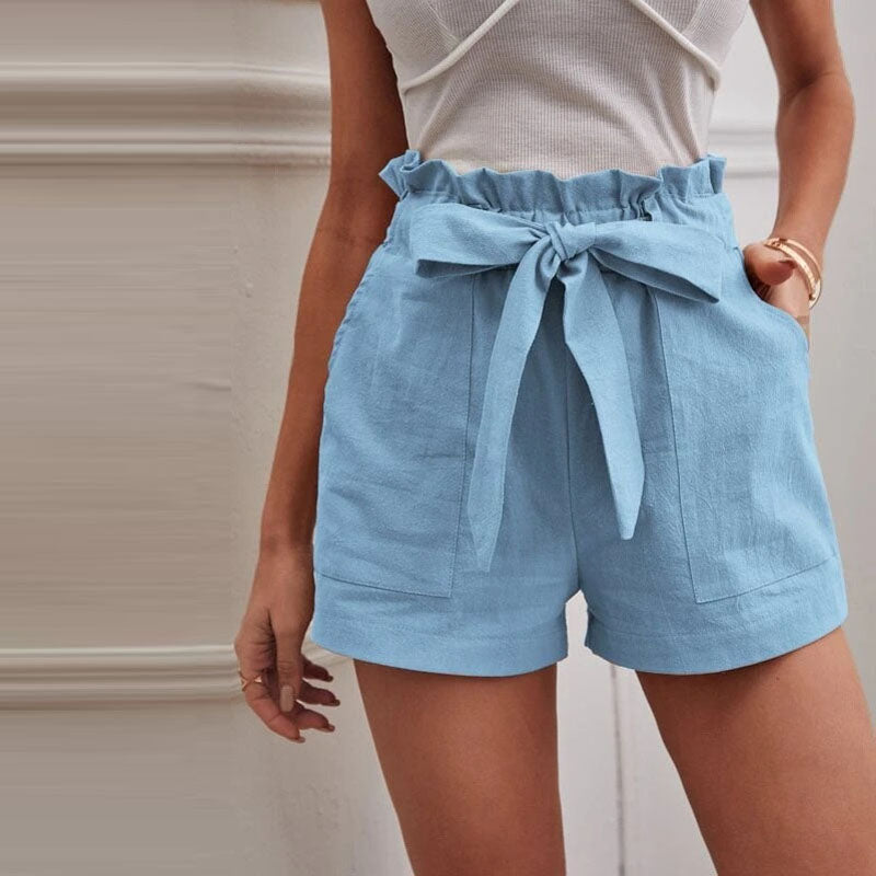Eveloria Damen Shorts Einfarbig Baumwolle Kurz