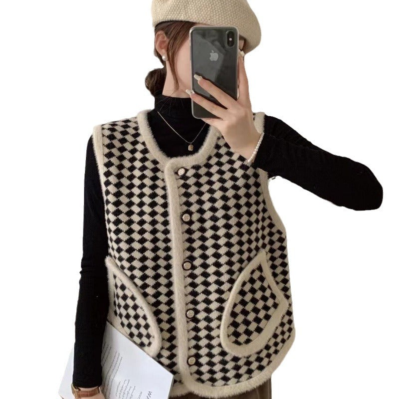 Damen Strickweste Graphisches Muster Eveloria