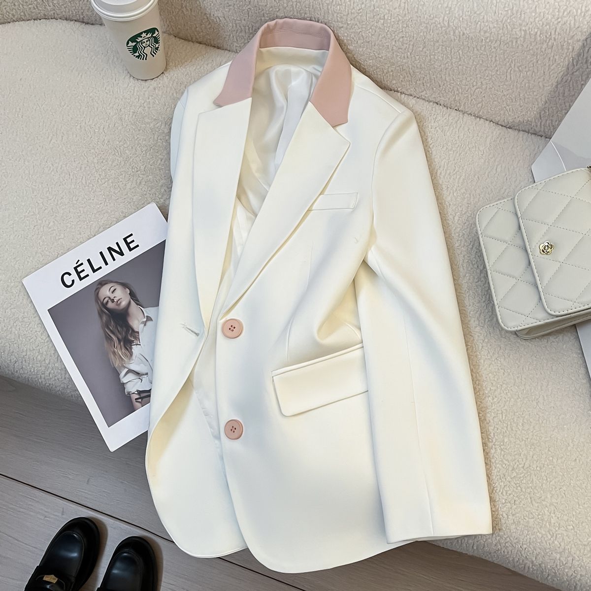 Damen Blazer Kontrastkragen Eveloria - Eveloria