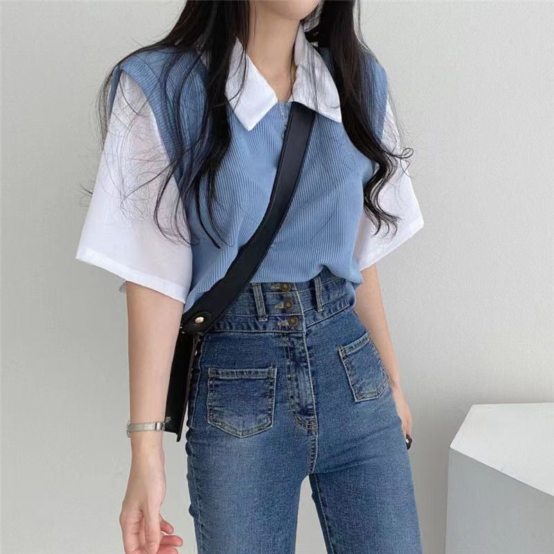 Damen Oversized Shirt mit Layering Effekt Bequem