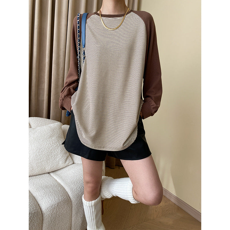 Damen Sweatshirt Gestreift Lässig Eveloria