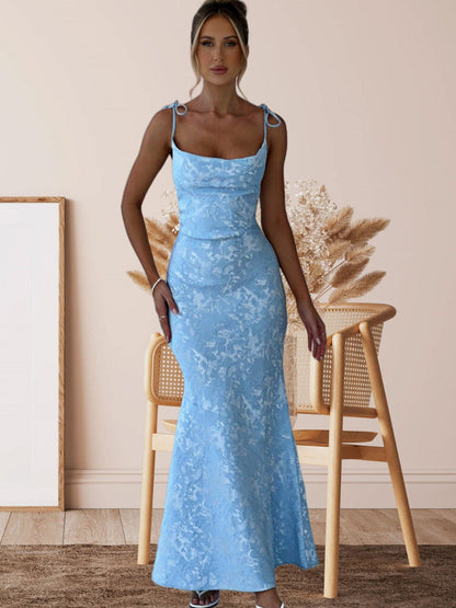 Damen Abendkleid Floralmuster Verstellbare Träger Eveloria