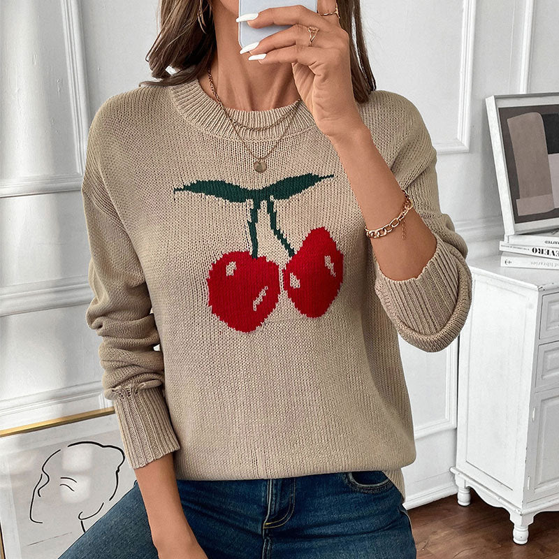 Damen Strickpullover Lässiger Schnitt Fruchtig