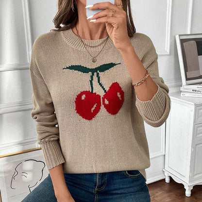 Damen Strickpullover Lässiger Schnitt Fruchtig