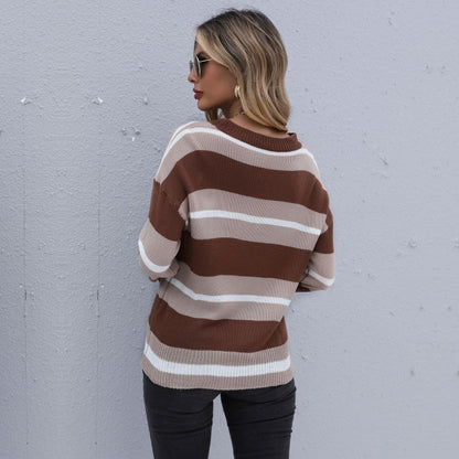 Damen Strickpullover Gestreift Eveloria