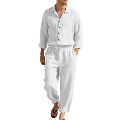 Herren Leinenanzug Lässig Moderner Schnitt Beige
