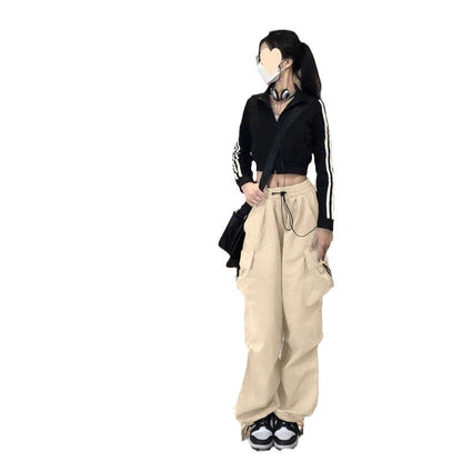 Damen Cargo-Hose Weite Beinprachtische Taschen
