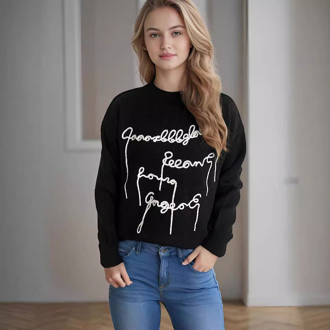 Damen Oversized-Pullover Eveloria mit Schriftzug