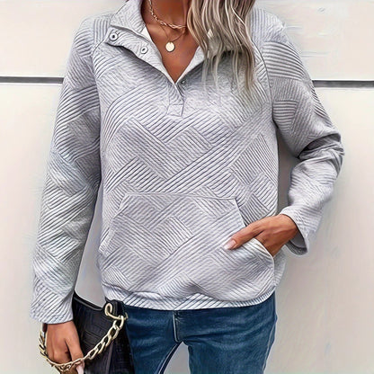 Damen Stepppullover Durchgehender Reißverschluss Praktische Taschen