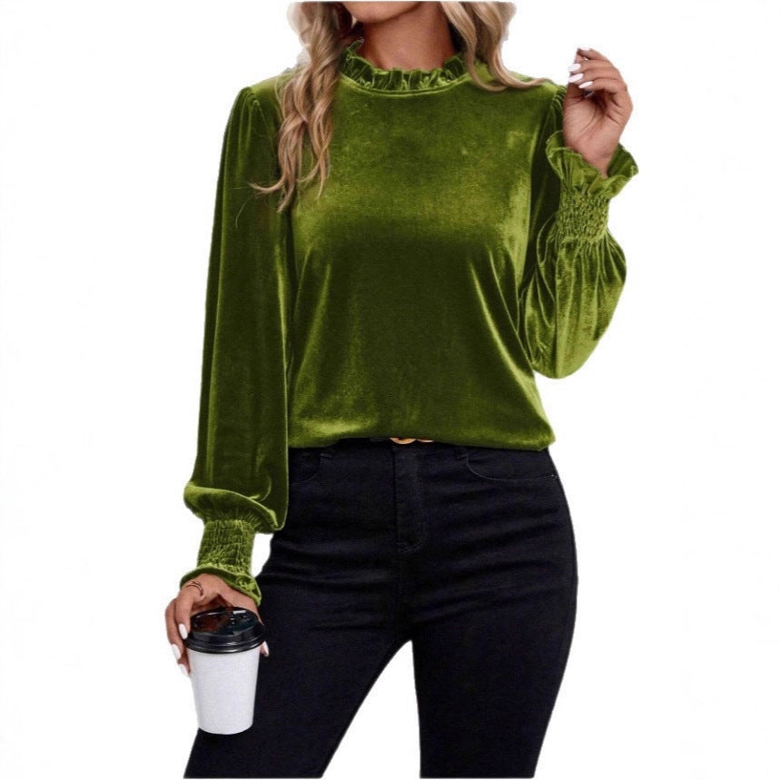 Damen Samtoberteil Gefaltet Elegantes Design