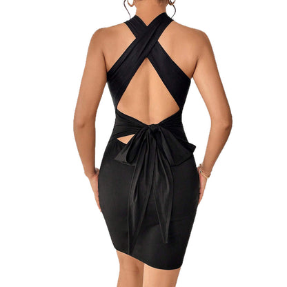 Damen Minikleid Kreuz-Design Bindebänder Eveloria