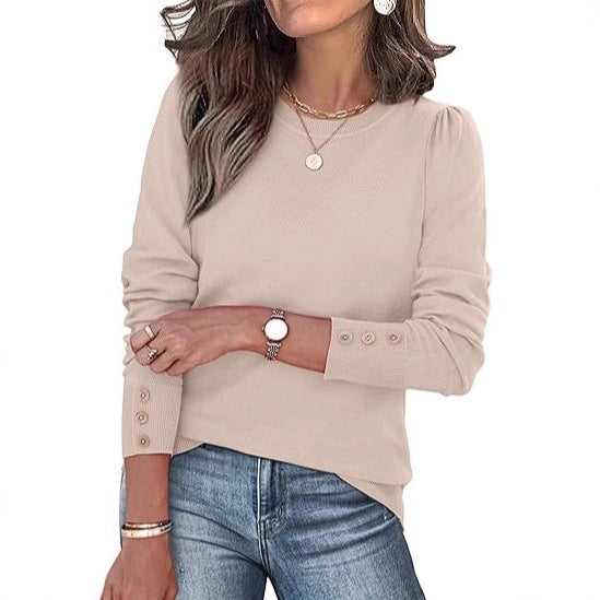 Damen Pullover Lässig Knopfdetails Eveloria - Eveloria