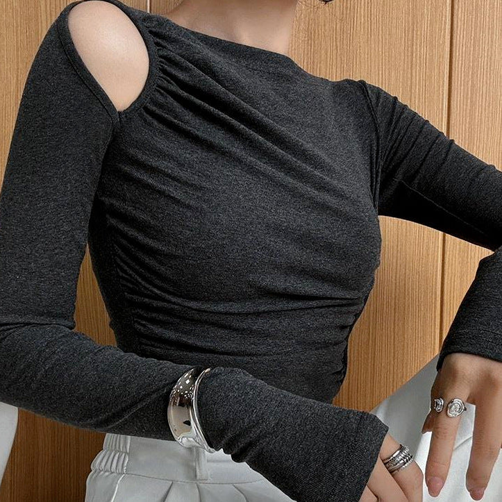 Damen Asymmetrisches Longsleeve-Shirt Raffung Eveloria