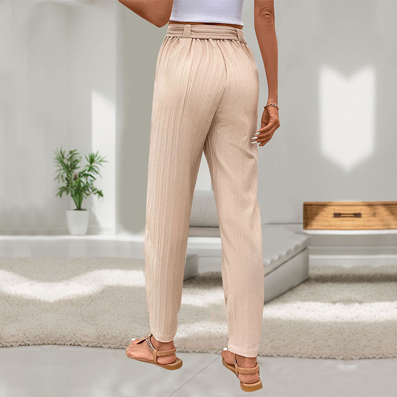 Damen Chinohose Locker Elastischer Bund Beige