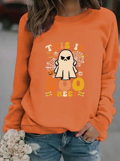 Damen Sweatshirt Herbst-Print Lässiger Schnitt Beige