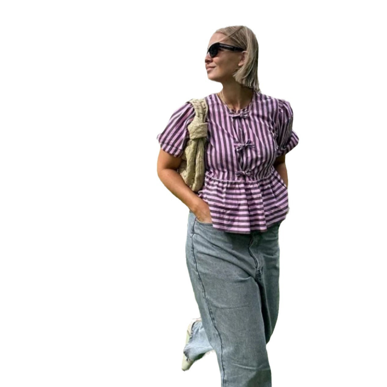 Damen Freizeitbluse Streifenmuster Lässiger Schnitt Eveloria