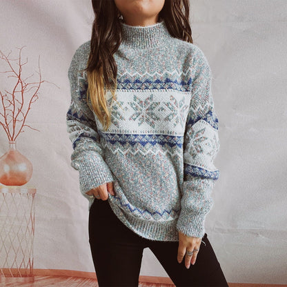 Damen Pullover Warm Gestrickt Geometrisches Muster Eveloria - Eveloria