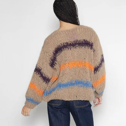 Damen Sweater Farbverlauf Pullover Merino-Wolle Pastell