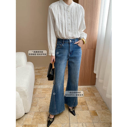 Damen Flared Jeans Hochwertiger Denim Hoher Bund Eveloria