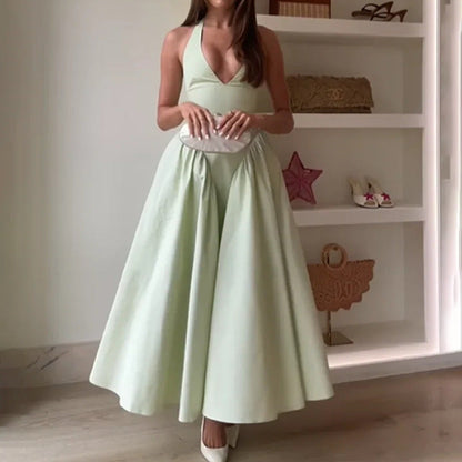 Damen Abendkleid V-Ausschnitt Weitrock Eveloria