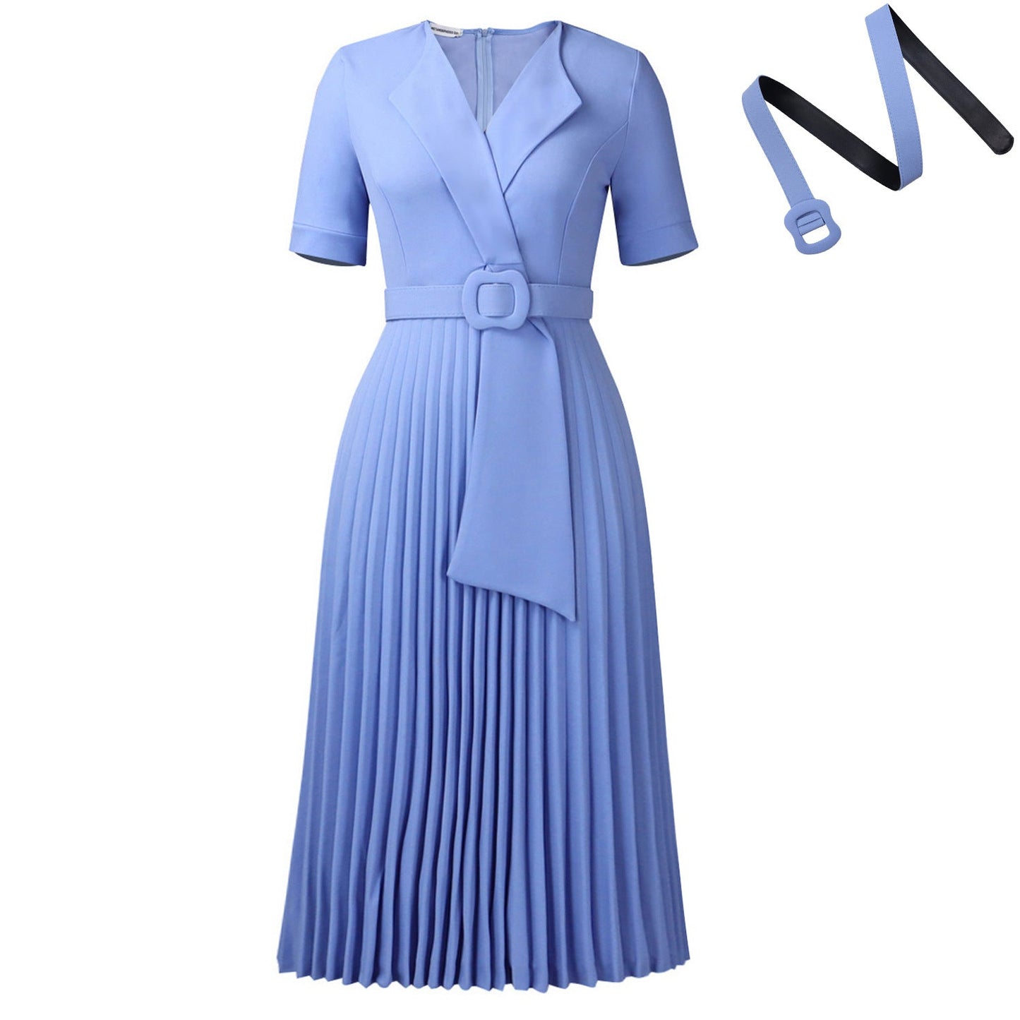 Damen Plissee-Kleid mit Taillenblazer und abnehmbarem Gürtel