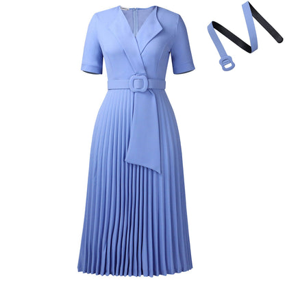Damen Plissee-Kleid mit Taillenblazer und abnehmbarem Gürtel