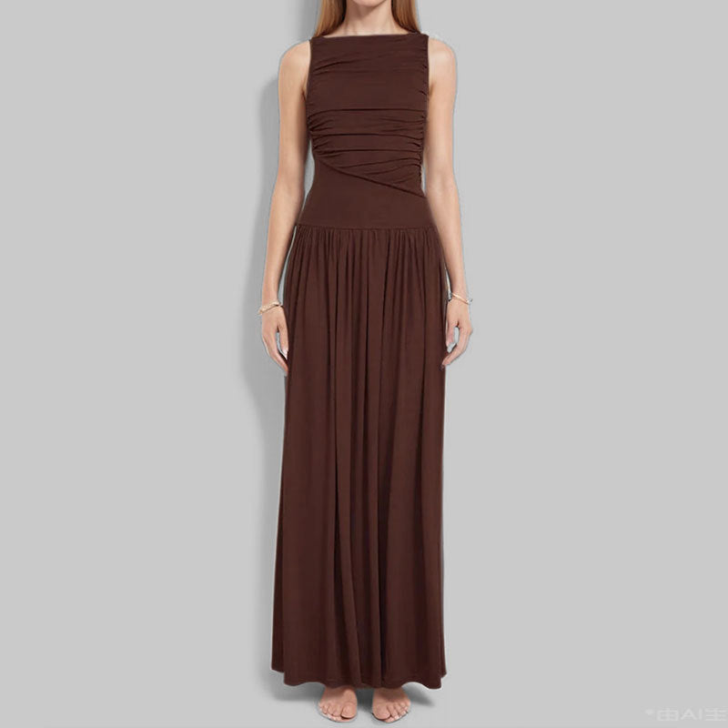 Damen Maxikleid Raffiniertes Raffung Design Eveloria