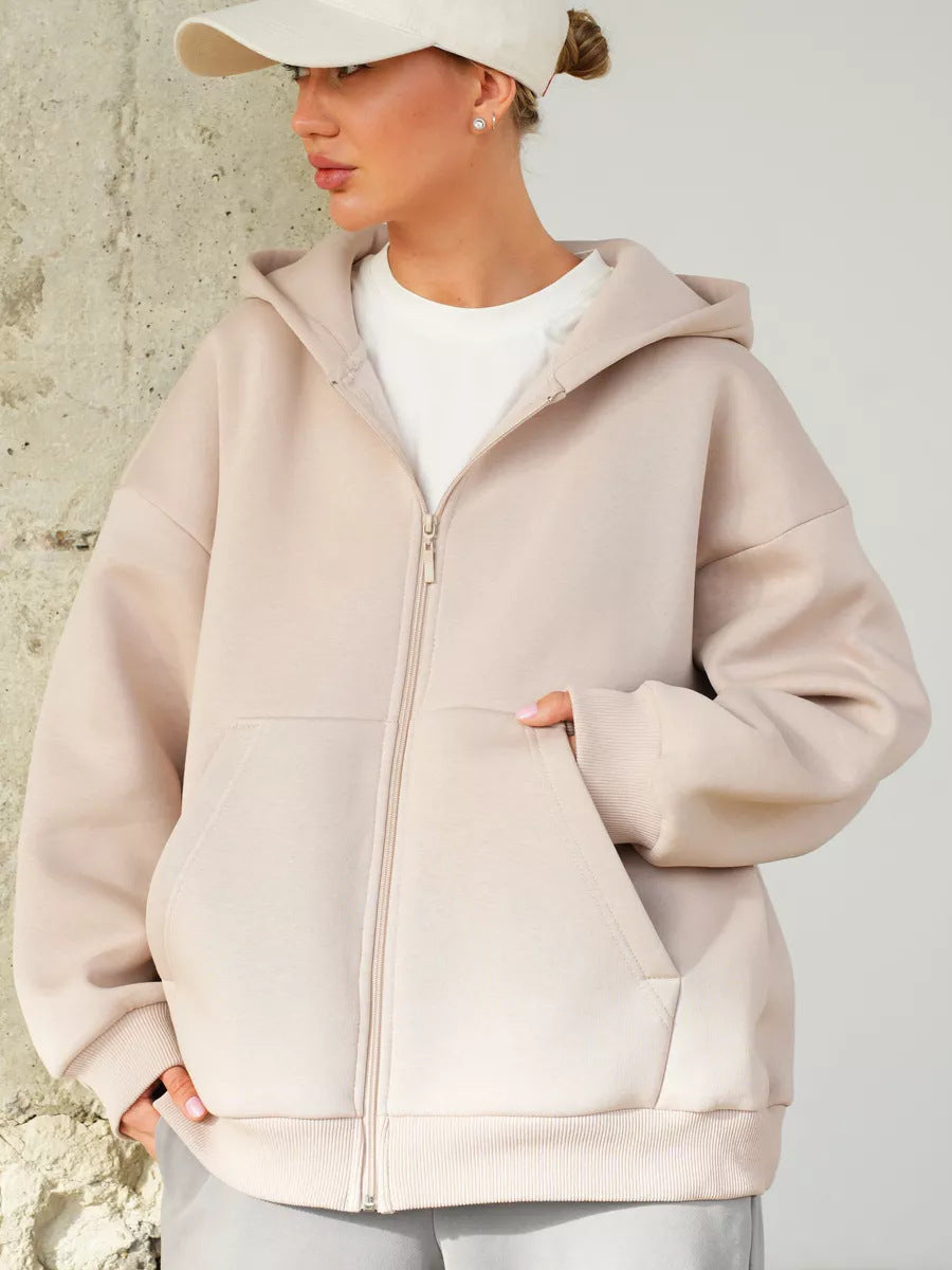 Damen Zip-Hoodie-Jacke Weich Kängurutaschen Eveloria