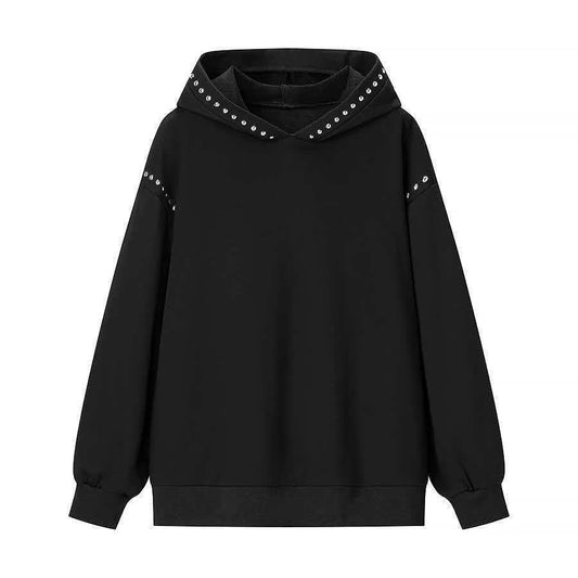 Damen Hoodie mit Nieten Eveloria Schwarz - Eveloria