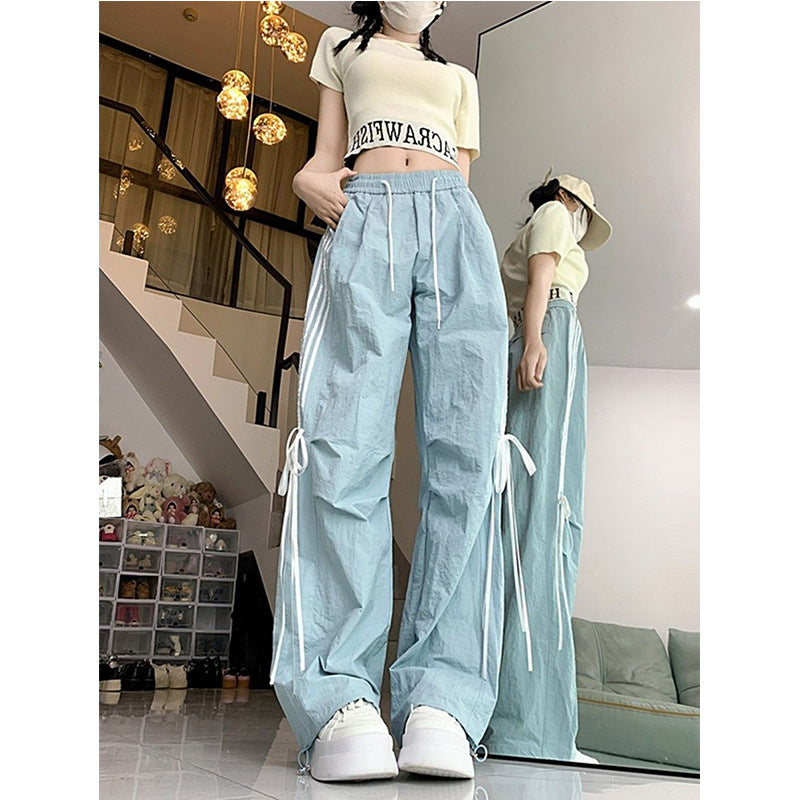 Damen Sport Hose mit Seitlichen Streifen und Schnürbund