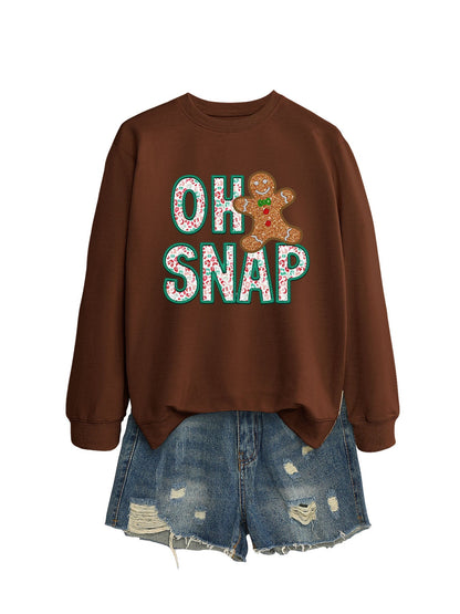 Damen Sweatshirt Lebkuchenmann Motiv Funckelnder Schriftzug Grau