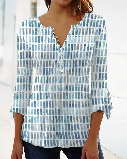 Damen Bluse Modernes Grafikdesign Knöpfe Eveloria