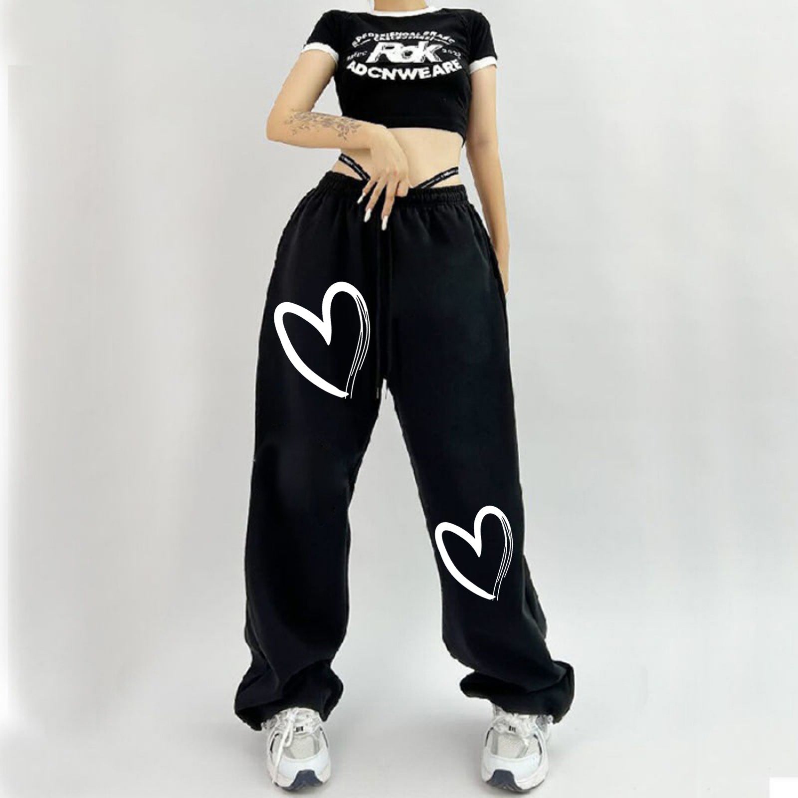 Damen Sweatpants Bequem Herzdruck Eveloria - Eveloria
