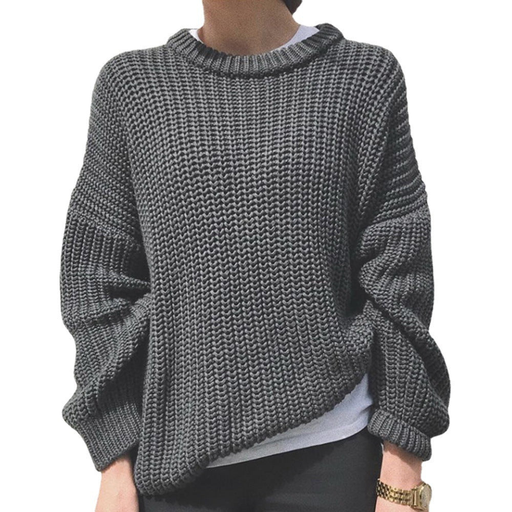 Damen Strickpullover Rippmuster Modern Lässig Eveloria
