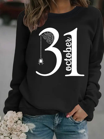 Damen Sweatshirt Halloween-Motiv Bequem Grau Eveloria