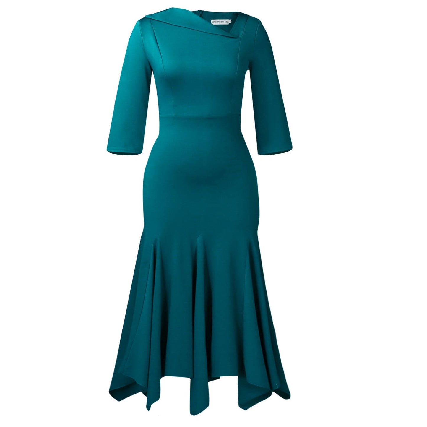 Damen Cocktailkleid Flügelärmel Eveloria Elegantes Figurbetontes