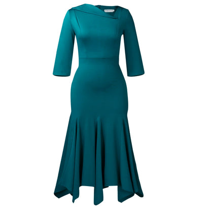 Damen Cocktailkleid Flügelärmel Eveloria Elegantes Figurbetontes