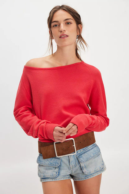 Damen Off-Shoulder Sweatshirt Eveloria Lässig