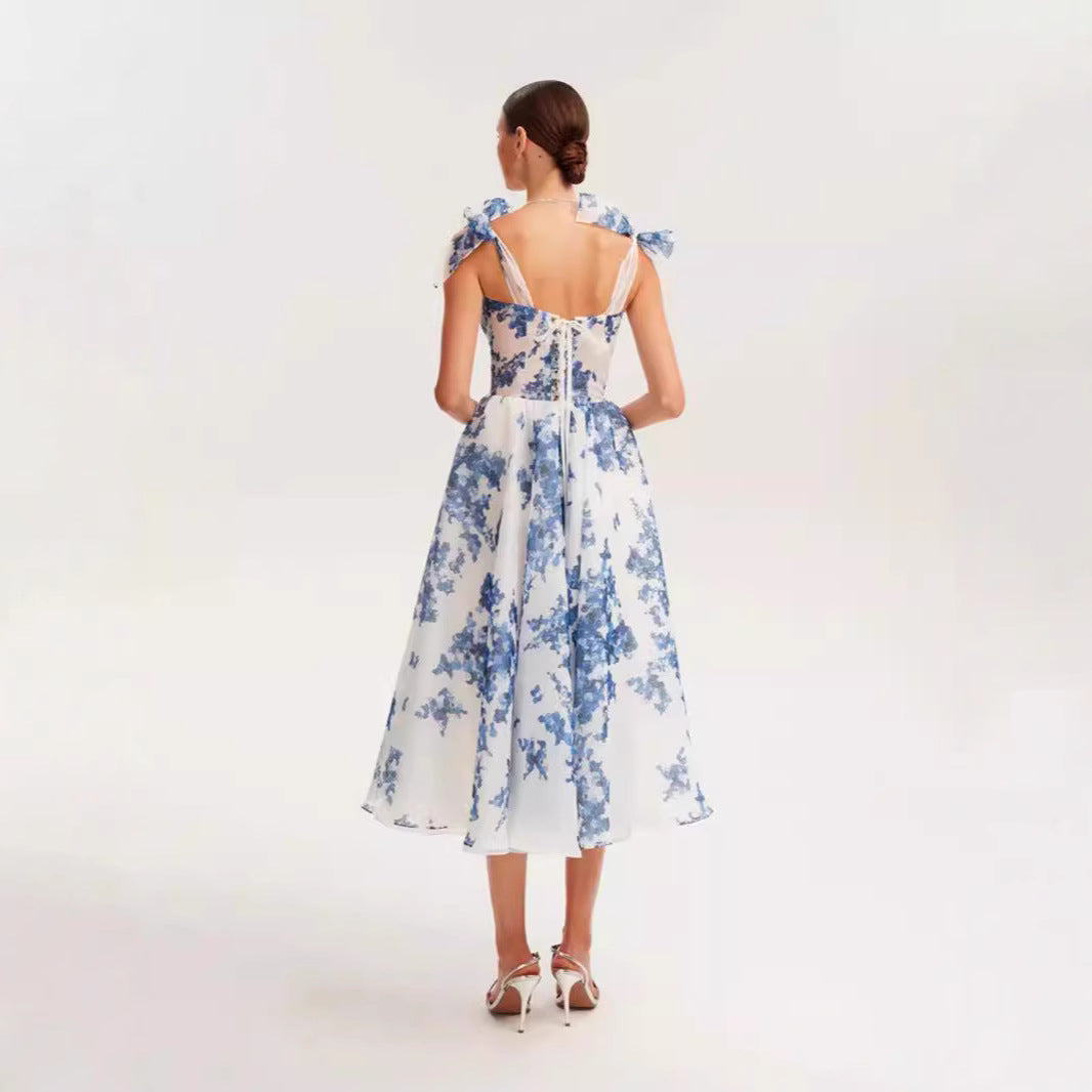 Damen Midi-Kleid Florales Design Eveloria