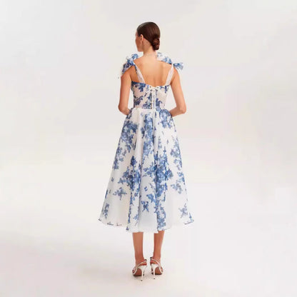 Damen Midi-Kleid Florales Design Eveloria
