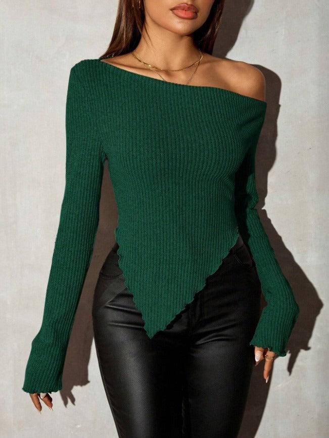 Damen Asymmetrischer Strickpullover Eveloria