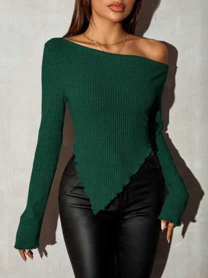 Damen Asymmetrischer Strickpullover Eveloria