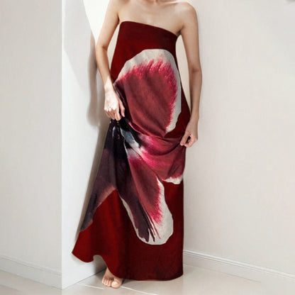 Damen Maxikleid Schulterfrei Floralmuster