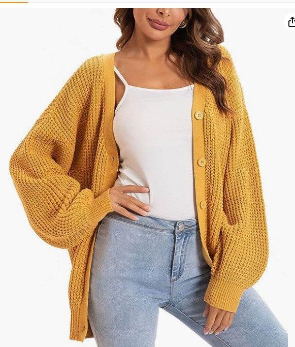 Damen Grobstrick-Cardigan Lässiger Schnitt Eveloria