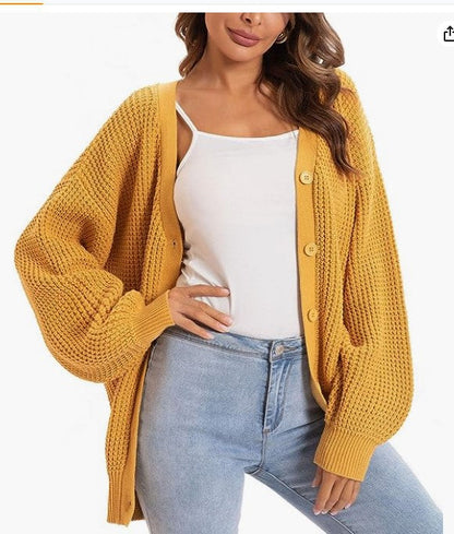 Damen Grobstrick-Cardigan Lässiger Schnitt Eveloria